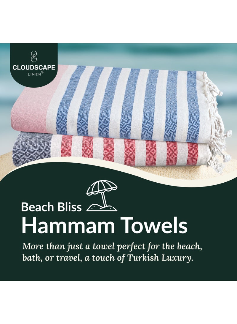 Cloud Scape Linen مجموعة من منشفتين شاطئ تركية، 39x71 بوصة، خفيفة الوزن 100% قطن، منشفة حمام، STRP1 - Image 2