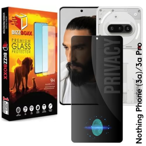 BizzBoxx Compatible With Nothing Phone 3A 5G | Phone 3A Pro 5G | Privacy Screen Guard - Anti-Spy Tempered Glass, Fingerprint may not Work, Privacy in Public Spaces, 6.77 Inch - Pack of 1 - Image 1