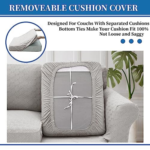 XINEAGE 2025 New 4 Pieces Couch Covers for 3 Cushion Couch Super Stretch Thick Soft Sofa Cover Anti Slip Sofa Slipcover Dogs Cats Furniture Protector (Silver Grey, 71"-91") - Image 4