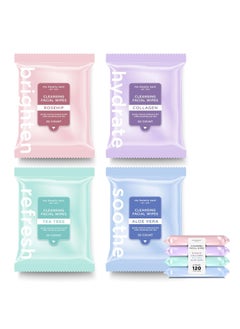 My Beauty Spot 4 Pack Face Wipes for Women Cleansing Makeup Remover Wipes with Tea Tree Collagen Aloe Vera Rosehip  120 Pcs Face Cleansing Wipes
