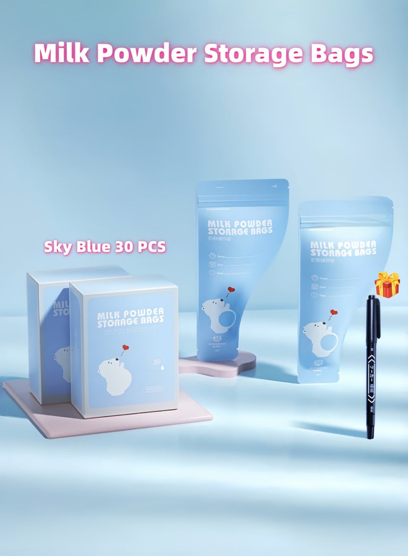 30 PCS Baby Food Storage Bags Milk Powder Dispenser Portable Disposable Infant Feeding Pouches Formula Container 300ml/50g BPA Free Capacity for Toddlers Care Parents - Image 2