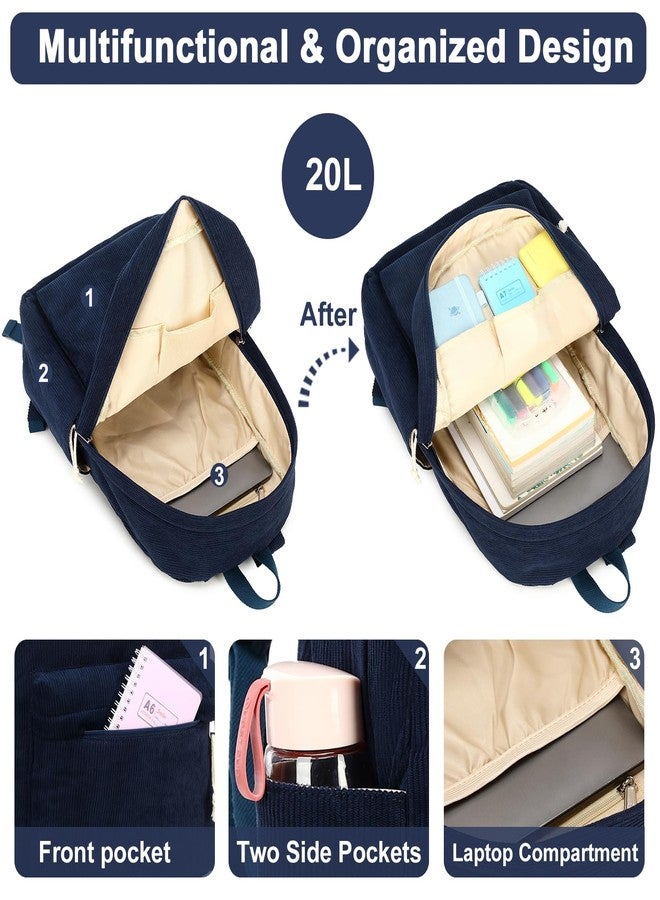 BTOOP School Backpack for Teens Large Corduroy Bookbag Lightweight Girls Boys Casual High School College 17 inch Laptop Travel Bag - Image 4