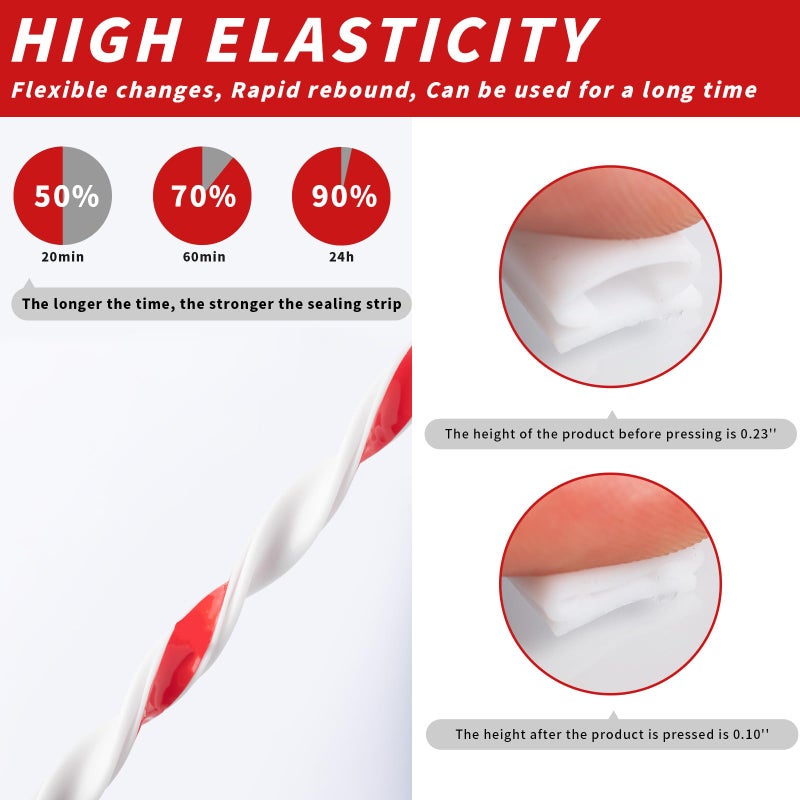 Fingwerk 50 Feet D-Shape Rubber Weather Stripping Door Seal Strip, Self-Adhesive Backing Door Weatherstripping for Door Frame Insulation Large Gap, Easy Cut to Size with Tailor Scissors(White) - Image 4