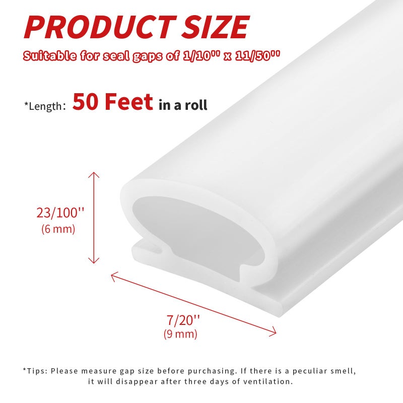 Fingwerk 50 Feet D-Shape Rubber Weather Stripping Door Seal Strip, Self-Adhesive Backing Door Weatherstripping for Door Frame Insulation Large Gap, Easy Cut to Size with Tailor Scissors(White) - Image 5