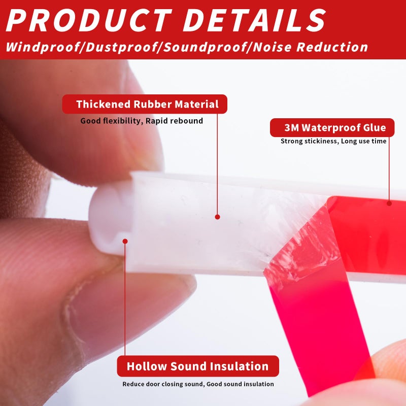 Fingwerk 50 Feet D-Shape Rubber Weather Stripping Door Seal Strip, Self-Adhesive Backing Door Weatherstripping for Door Frame Insulation Large Gap, Easy Cut to Size with Tailor Scissors(White) - Image 3