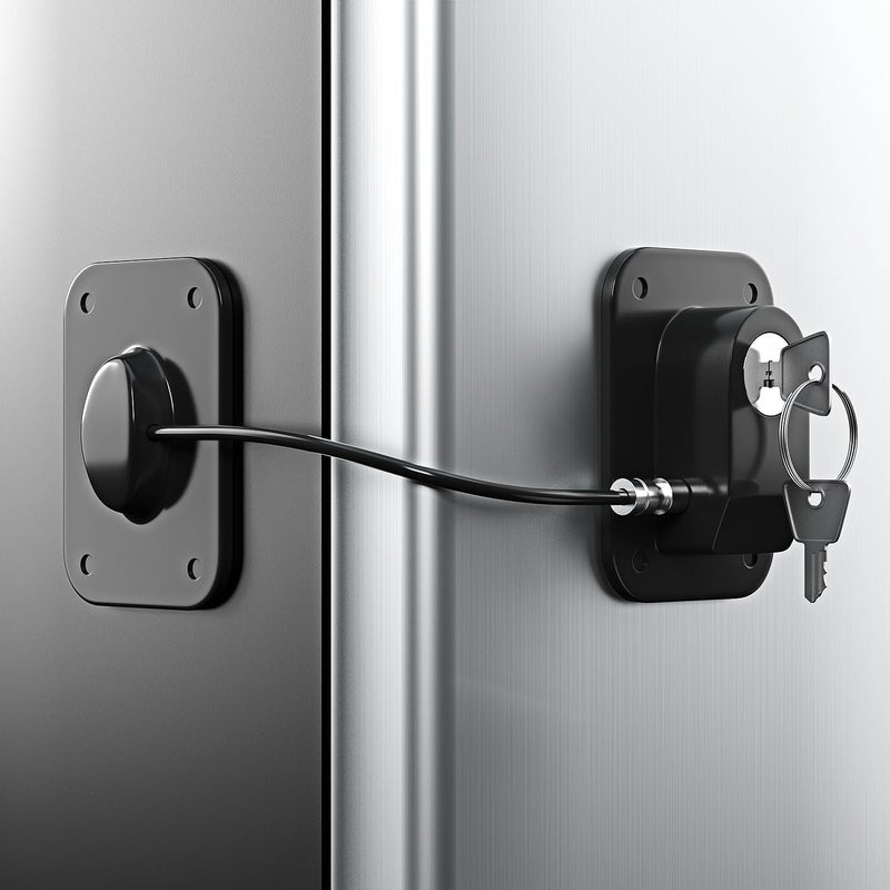 Dangfly Child Safety Device Refrigerator Door Lock with 1 Key and Adhesives, Cabinet Restrictor Cable for Baby and Toddler, Lock for Cupboards, Drawers, Fridge, Wardrobe (Medium, 1, Piece) - Image 2