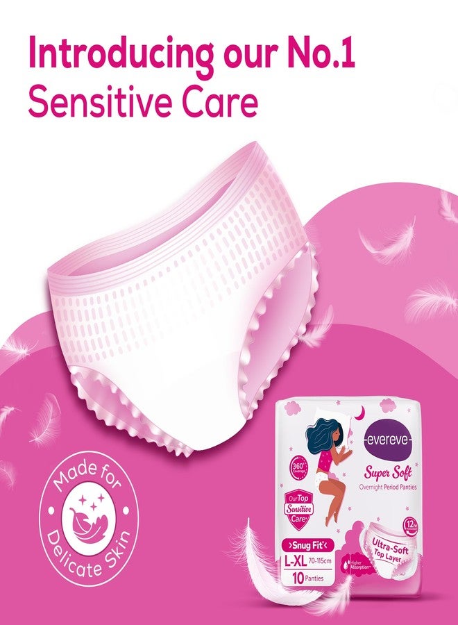 Evereve Super Soft Period Panty For Girls & Women, (L-XL), 10 Pcs, 360 Degree Overnight Coverage, Ultra-Soft Top Layer, High Absorbency For Heavy Flow, Maternity Postpartum Disposable Panty - Image 2