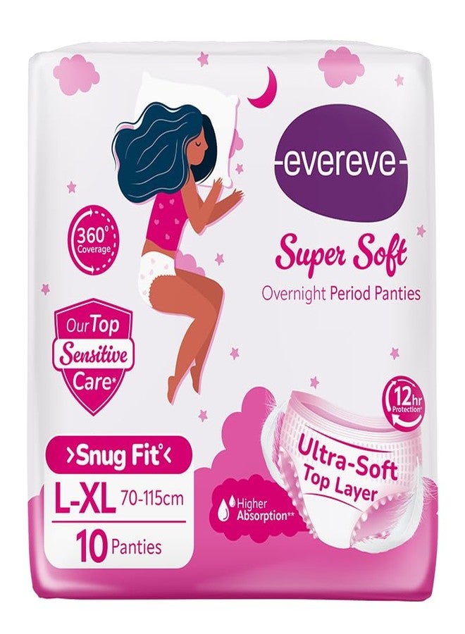 Evereve Super Soft Period Panty For Girls & Women, (L-XL), 10 Pcs, 360 Degree Overnight Coverage, Ultra-Soft Top Layer, High Absorbency For Heavy Flow, Maternity Postpartum Disposable Panty - Image 1