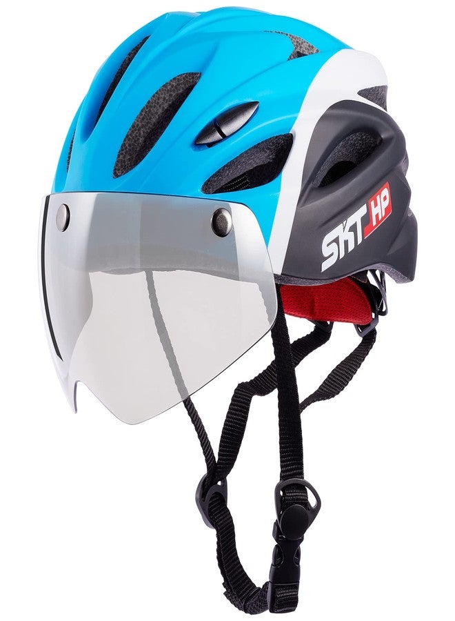 SKT HP Toddler Bike Helmet, Adjustable Helmet for Kids and Youth with Detachable Magnetic Goggles, Bicycle Cycling Skate Scooter Skateboard Helmet for Boys and Girls Blue - Image 1