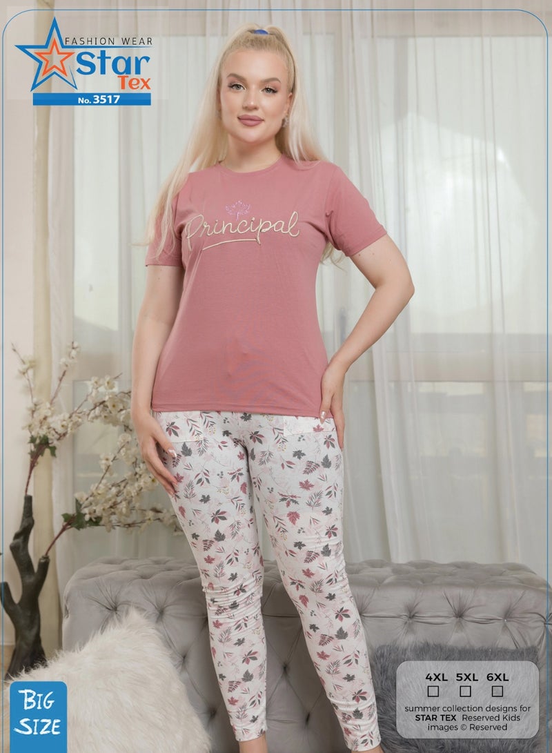 Women's Summer Pajamas Pants and T-shirt Cotton Comfortable All Sizes - Home and Sleep