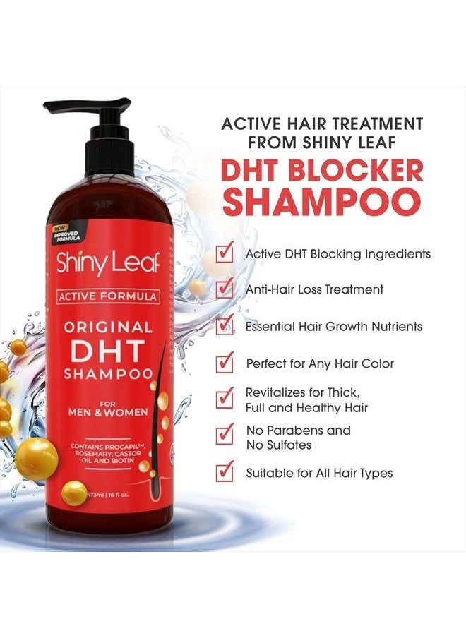 Shiny Leaf - DHT Blocker Shampoo for Hair Loss, for Men & Women, Active Formula, Natural DHT Blocking Shampoo for Hair Growth, Reduce Shedding, For Thinning Hair, Hair Fall and Hair Loss Treatment Shampoo (2 pack) - Image 1