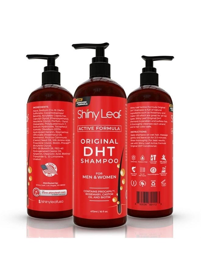Shiny Leaf - DHT Blocker Shampoo for Hair Loss, for Men & Women, Active Formula, Natural DHT Blocking Shampoo for Hair Growth, Reduce Shedding, For Thinning Hair, Hair Fall and Hair Loss Treatment Shampoo (2 pack) - Image 1