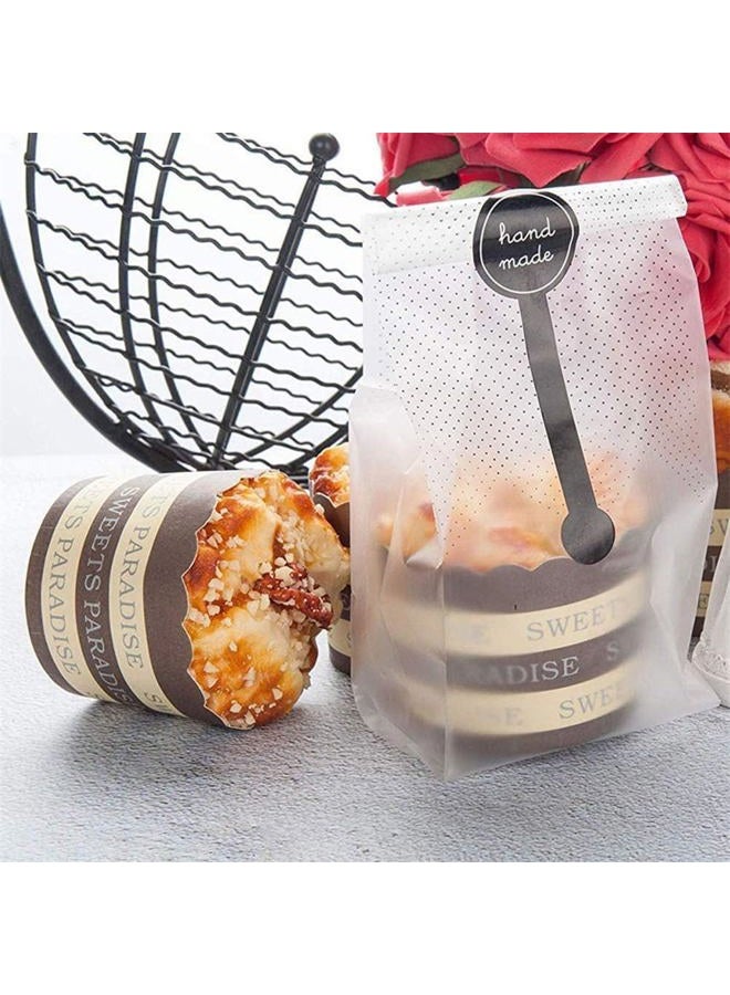 Searik Cookie Bags for Packaging, Translucent Plastic Cellophane Pastry Treat Bags for Party Gift Giving Bakery Bread Candy Chocolate Wrapping Goods with Stickers and Ribbon (3.5 x 8.8 Inches, 80 Pcs) - Image 3