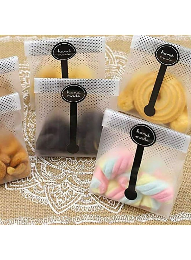 Searik Cookie Bags for Packaging, Translucent Plastic Cellophane Pastry Treat Bags for Party Gift Giving Bakery Bread Candy Chocolate Wrapping Goods with Stickers and Ribbon (3.5 x 8.8 Inches, 80 Pcs) - Image 5