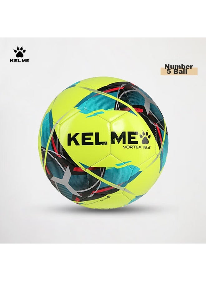 KELME كرة قدم مخيطة آليًا من كيلمي، مقاس 4 و 5، للبالغين والأطفال، معيار لامتحانات دخول المدارس المتوسطة، المنافسة، التدريب، تطوير الشباب، والطلاب، أصفر فوسفوري، مقاس 5 - Image 1