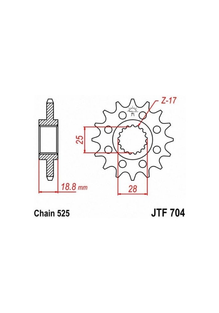 JT Sprockets JTF704.16 16T Steel Front Sprocket - Image 2
