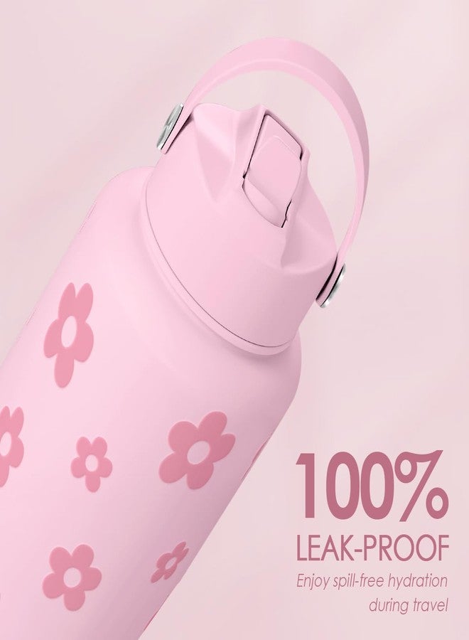 SANDJEST Floral Water Bottle Stainless Steel 32oz with Lid & Straw, Daisy Insulated Bottles Gifts for Women Girls Friends Teens Birthday Christmas - Image 5
