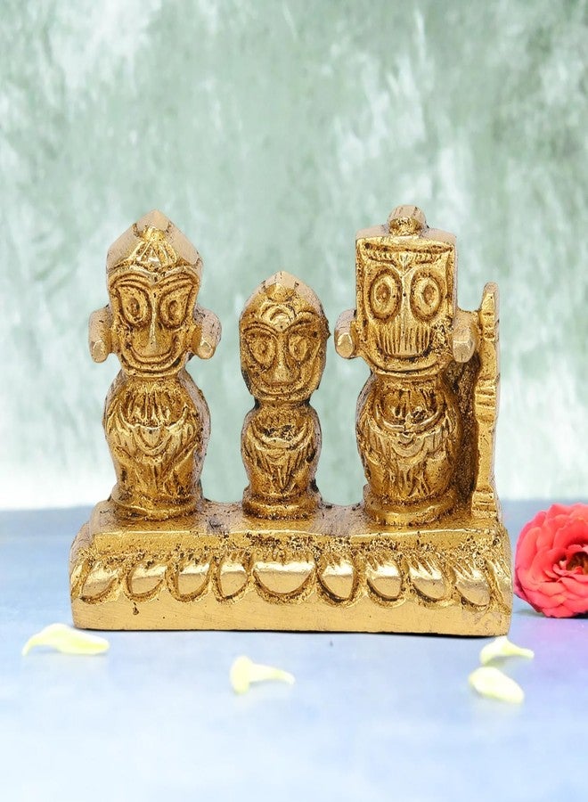 APKO Brass Puri Jagannath Balaram and Subhadra Maa Idol Murti Statue Sculpture - Golden - 5.5 Centimeter - Image 1