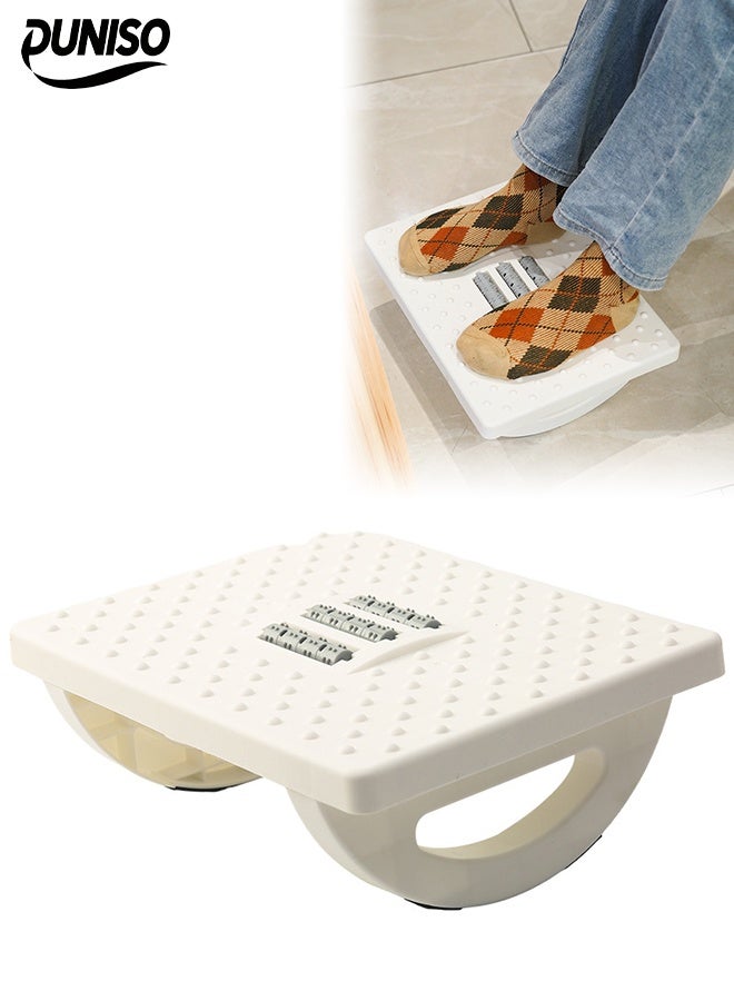 DUNISO Foot Rest For Under Desk, Ergonomic Foot Rest Under Desk, 180° Rocking Desk Foot Stool with Massage Surface, Foot Massager for Home, Office, Relieve Leg Pressure,Promote Leg Circulation (White) - Image 1