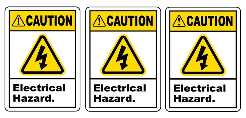 D STICKY COMPANY Caution Electrical Safety Hazard Warning Vinyl Sticker Pack of 3  Durable for Cars Windows Laptops and More 