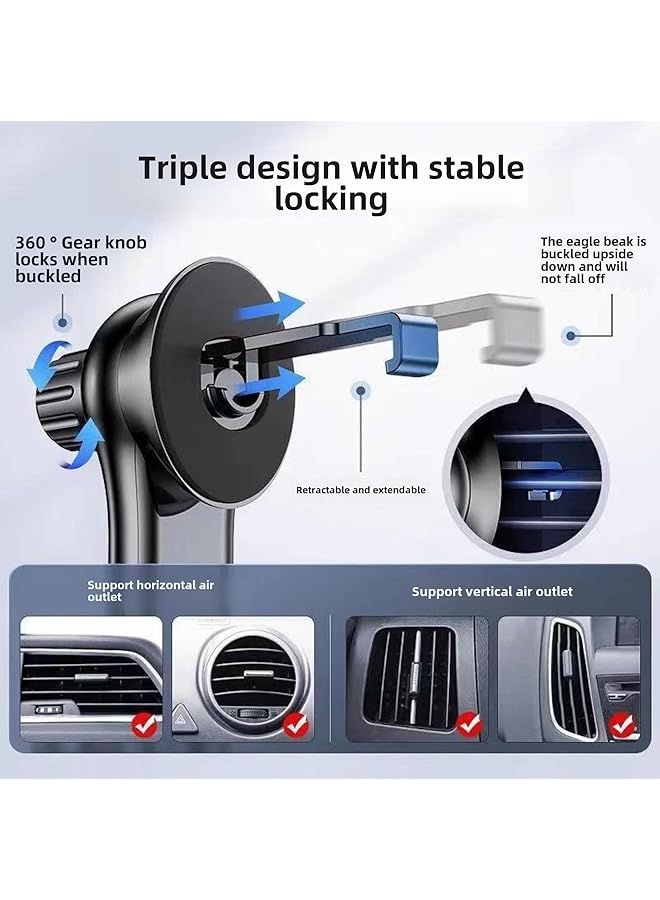 KASTWAVE Car Cd Slot Phone Mount, 360° Rotation Hands Free Phone Holder, One Hand Operation Design With Long Metal Hook Clip, Retractable Car Vent Mobile Phone Holder For All Smartphones, Black - Image 5