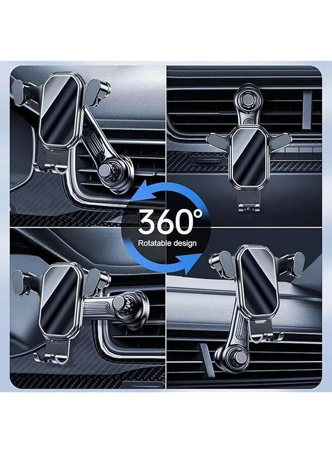 KASTWAVE Car Cd Slot Phone Mount, 360° Rotation Hands Free Phone Holder, One Hand Operation Design With Long Metal Hook Clip, Retractable Car Vent Mobile Phone Holder For All Smartphones, Black - Image 3