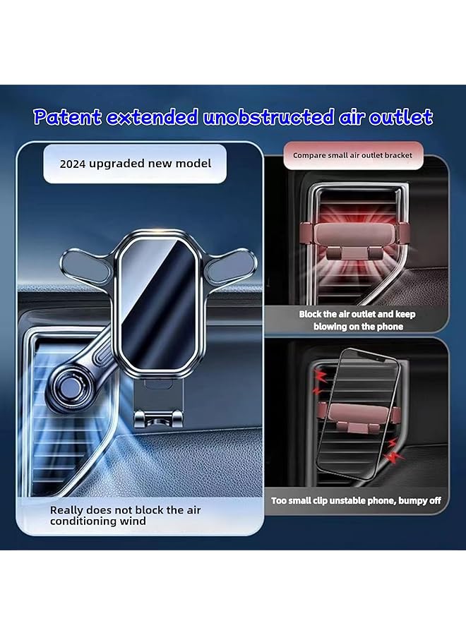 KASTWAVE Car Cd Slot Phone Mount, 360° Rotation Hands Free Phone Holder, One Hand Operation Design With Long Metal Hook Clip, Retractable Car Vent Mobile Phone Holder For All Smartphones, Black - Image 4