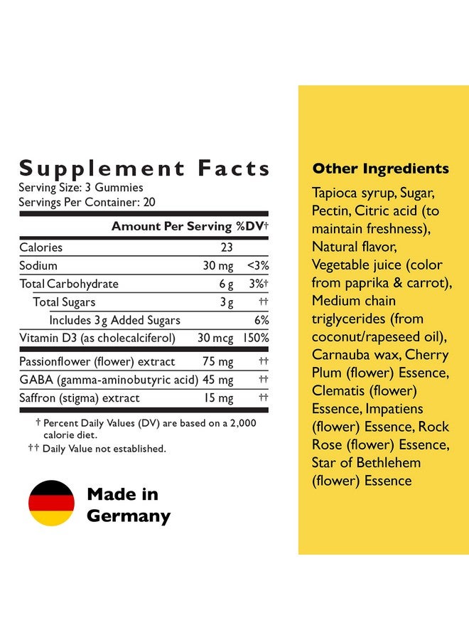 RESCUE Bach Plus Mood & Stress Support Gummies, Daytime Dietary Supplement with Passionflower, GABA, Saffron & Vitamin D, Natural Orange Flavor, Vegan & Gluten-Free, 60 Count - Image 3