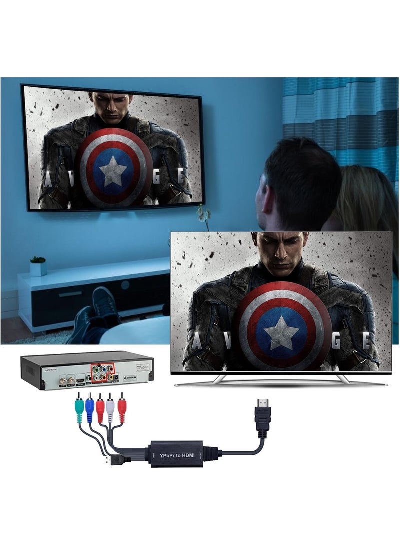 Component to HDMI Converter, YPbPr to HDMI Adapter, 5RCA Component RGB YPbPr to HDMI Converter Adapter 1080P Supports DVD, Xbox 360, PSP to HDTV Monitor and Projector