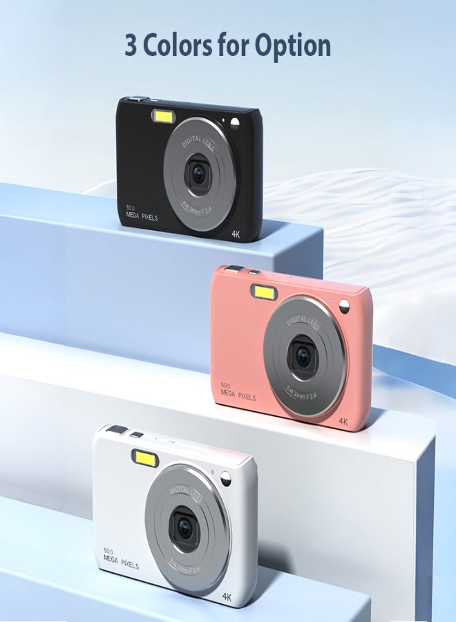 كاميرا رقمية بدقة 4K، كاميرا فيديو رقمية، كاميرا صور بدقة 50 ميجابكسل، شاشة 2.88 بوصة، تقريب رقمي 16x، ضبط تلقائي للصورة، مانع للاهتزاز، فلاش مدمج، بطارية، هدية مثالية لأعياد الميلاد والمناسبات - Image 2