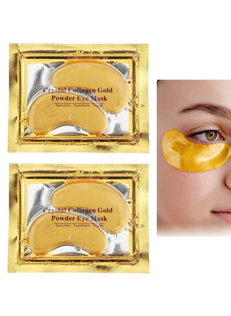 24K Gold Eye Mask,2 Pairs (4Pcs) Under Eye Patches Skin Treatment Mask, Crystal Collagen Under Eye Mask for Reducing Dark Circles, Moisturizing, Puffiness and Eye Bags, Anti-Wrinkle, Hydrating - Image 1