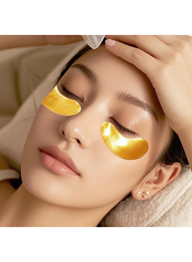 24K Gold Eye Mask,2 Pairs (4Pcs) Under Eye Patches Skin Treatment Mask, Crystal Collagen Under Eye Mask for Reducing Dark Circles, Moisturizing, Puffiness and Eye Bags, Anti-Wrinkle, Hydrating - Image 5
