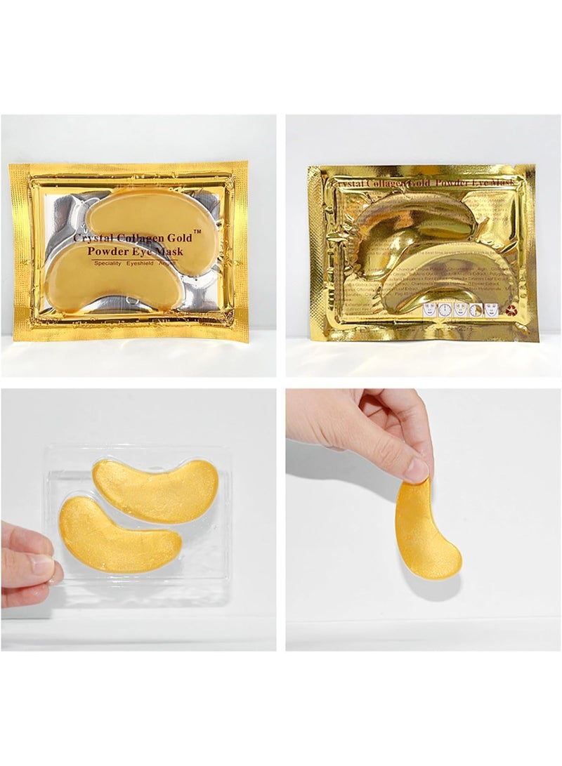 24K Gold Eye Mask,2 Pairs (4Pcs) Under Eye Patches Skin Treatment Mask, Crystal Collagen Under Eye Mask for Reducing Dark Circles, Moisturizing, Puffiness and Eye Bags, Anti-Wrinkle, Hydrating - Image 2
