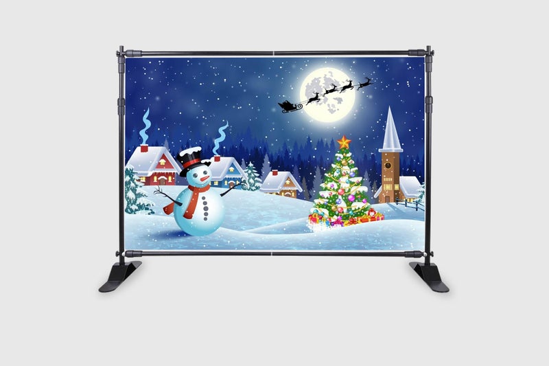 Backdropon Christmas Landscape with Christmas Tree and Snowman with Giftbox Background Winter Newborn Baby Photo Studio Booth Photoshoot Photographer Props Size 5Feet Height & 8Feet Width(5 * 8) - Image 2