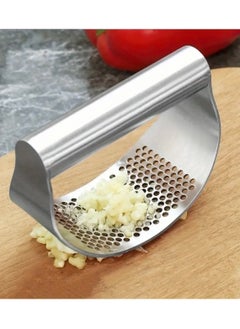 Just Quality 1pc Multi-functional Manual Garlic Press, Curved Garlic Grinder, Slicer, And Chopper, Stainless Steel Garlic Press, Cooking Gadget  - Image 1
