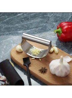 Just Quality 1pc Multi-functional Manual Garlic Press, Curved Garlic Grinder, Slicer, And Chopper, Stainless Steel Garlic Press, Cooking Gadget  - Image 4