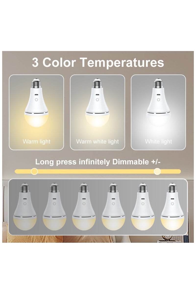 الروهيت عبوة من 2 لمبة قابلة لإعادة الشحن E27 مع جهاز تحكم عن بعد ومؤقت وخطاف، LED قابلة للتعتيم للشمعدانات والمصابيح والتخييم - Image 3