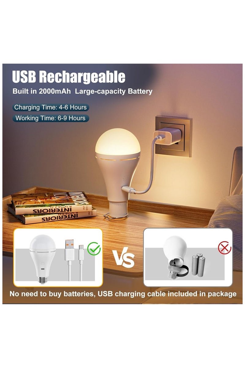 الروهيت عبوة من 2 لمبة قابلة لإعادة الشحن E27 مع جهاز تحكم عن بعد ومؤقت وخطاف، LED قابلة للتعتيم للشمعدانات والمصابيح والتخييم - Image 4