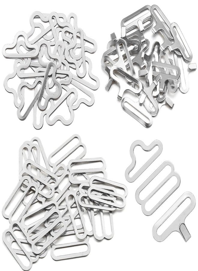 SKYPRO 50 Sets Adjustable Bow Tie Hardware Clip Set, Metal Cravat Clip Hook Fastener for Necktie Strap (Silver) - Image 1