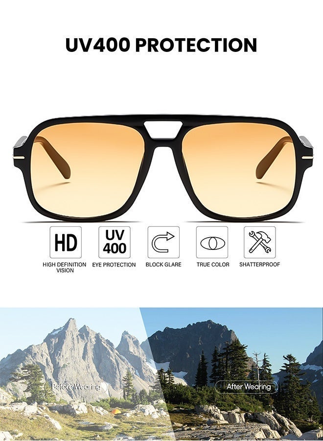 CIKJUK Retro Aviator Sunglasses Men Women Premium Luxury Sunglass Trendy Men's Women's Sun Glasses Mens 70s Tinted Sun Glas UV400 Protection Shades Black - Image 5