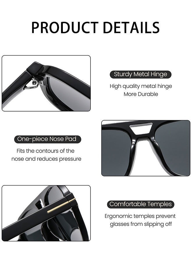 CIKJUK Retro Aviator Sunglasses Men Women Premium Luxury Sunglass Trendy Men's Women's Sun Glasses Mens 70s Tinted Sun Glas UV400 Protection Shades Black - Image 4