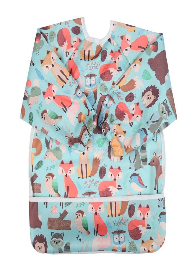 Sigzagor Baby Bib Long Sleeved Shirt With Pocket 1-3 years old Toddler Kids (Animal Forest) - Image 1