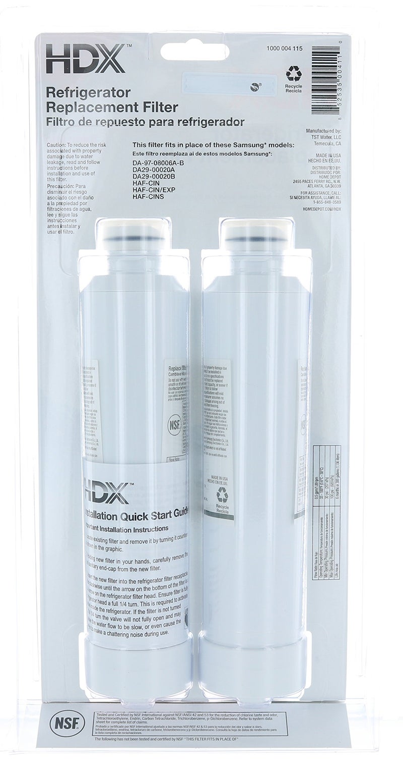 HDX FMS-2 Replacement Water Filter / Purifier for Samsung Refrigerators (2 Pack) - Image 2