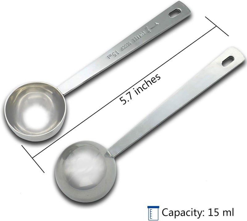 Timoo Coffee Measuring Scoop 1 Tablespoon long handle Stainless Steel spoon for Coffee, Milk Powder, Fruit Powder, Set of 5 - Image 3