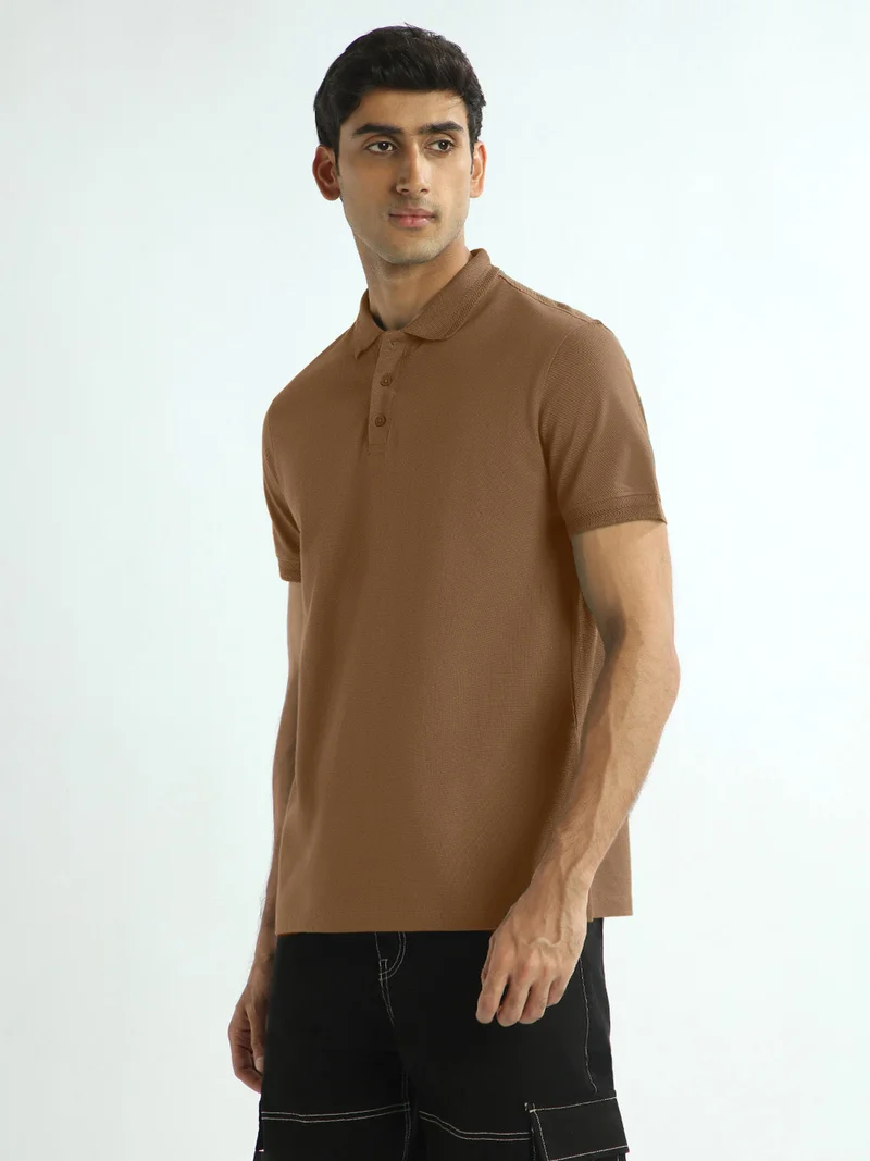 نوبيرو Nobero Men Cotton Solid Polo T-shirt