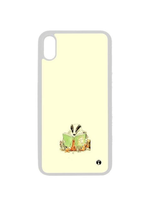 PRINTED Phone Cover FOR IPHONE XR Cute Badger Drawing Readung To Animals