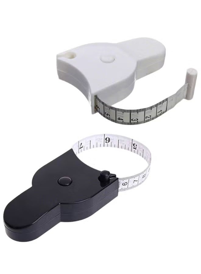 2 pcs Body Measuring Tape Accurate Waist Measuring Tape for Weight Loss Handcrafts Tailor Automatic Telescopic Body Tape,White and Black - Image 1