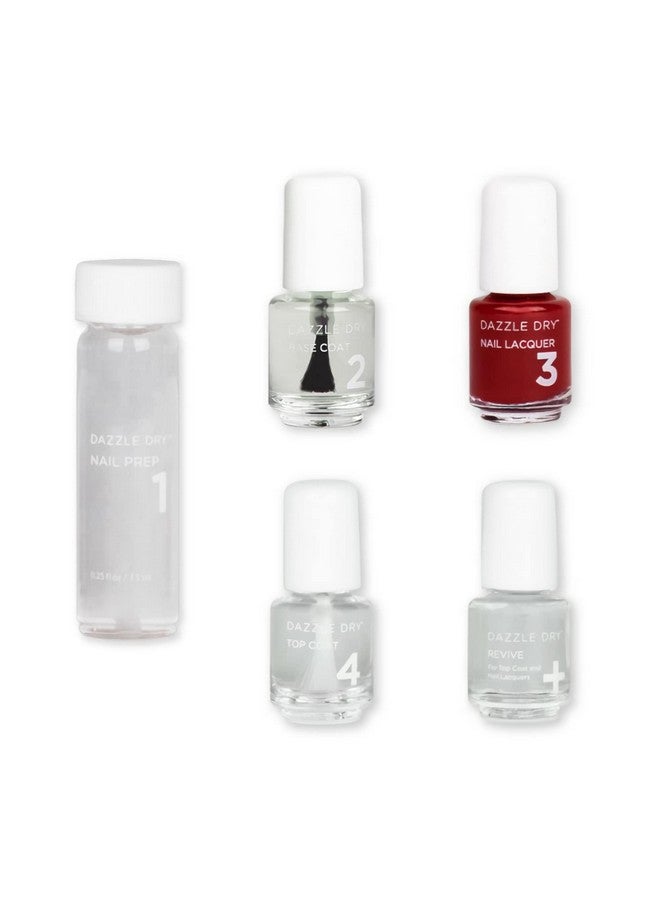 Dazzle Dry Mini Kit 4 Step System Fast Track Cherry, A Classic Cherry Red With Blue Undertones. Full Coverage Cream. (5 Piece Kit / 5 Manicures) - Image 1