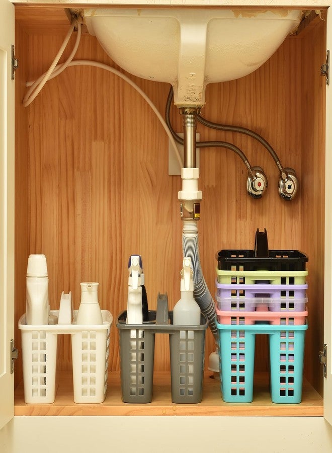 ALINK Plastic Shower Caddy Basket with Compartments, Portable Divided Cleaning Supply Storage Organizer with Handle for College Dorm Bathroom - Black - Image 5