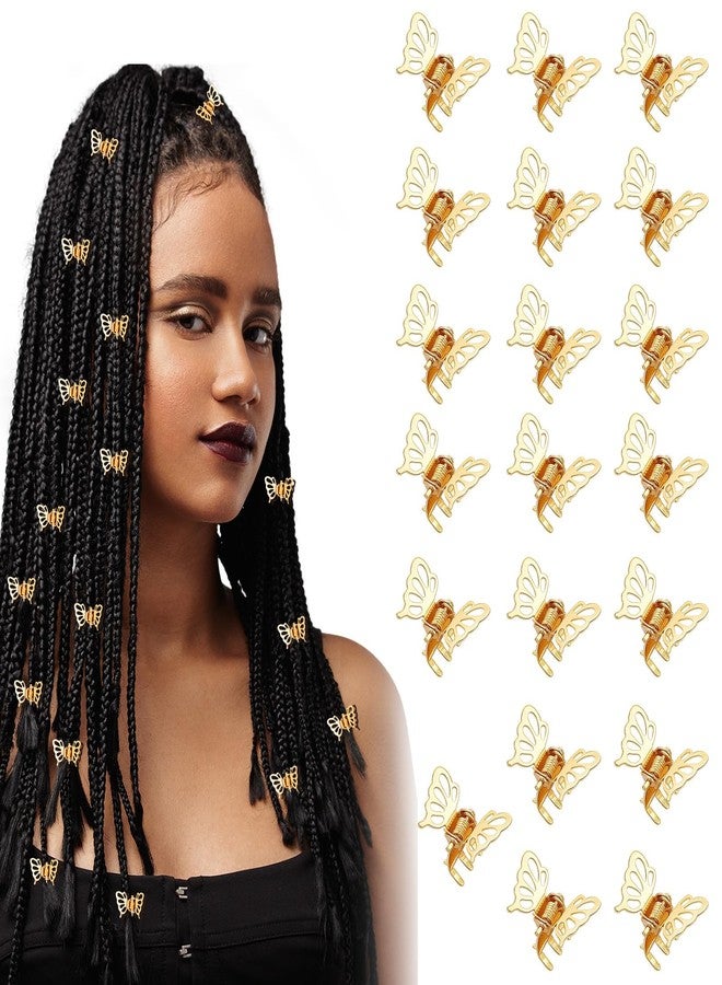 Nogeqi 20 Pcs Gold Butterfly Hair Clips for Women, Mini Hollow Butterfly Metal Claw Clips, Decorative Hair Rings for Braids Accessories,3D Gold Jewelry for Women Daily Prom Festival Styling - Image 1